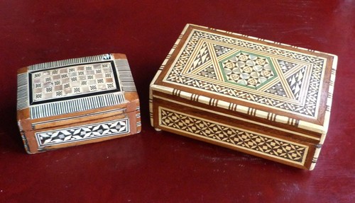 Vintage inlaid wood marquetry - wood,