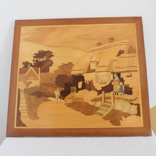 Quadro intarsio villaggio