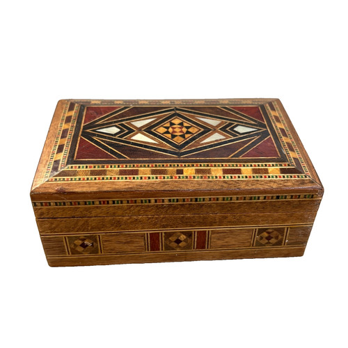 Vintage marquetry wooden box - marquetry,