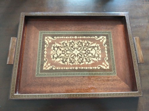Vassoio legno intarsiato - vassoio,